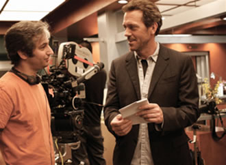 David Shore and Hugh Laurie on the set of House. Photo courtesy of Fox/Global