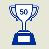 Trophy that says 50 on it