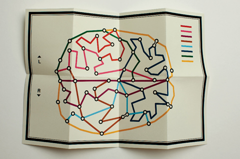 Illustration of a map shaped like a brain.