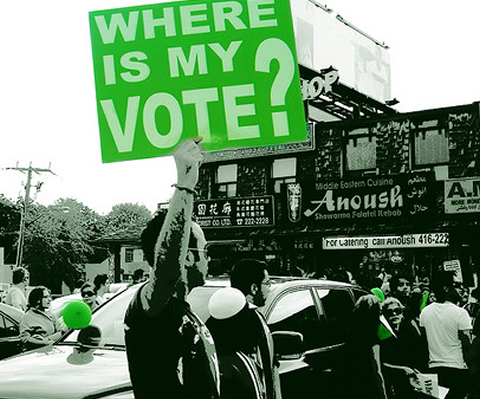 Iranians in Toronto protest the results of last year's presidential election in Iran