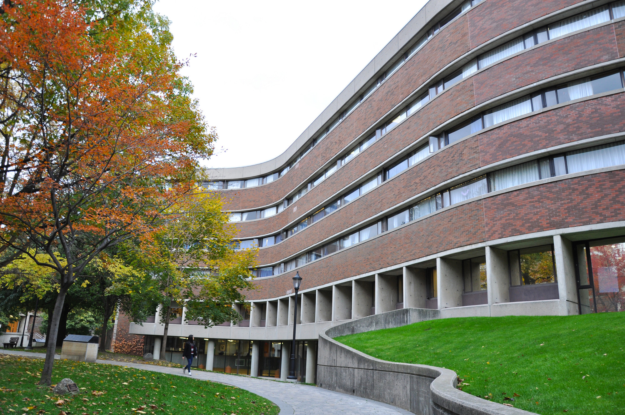 Courtyard between New College buildings.