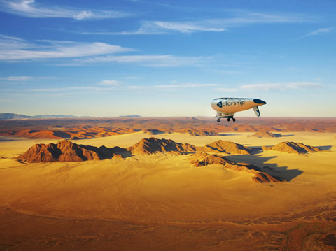 Image of solar ship in a desert