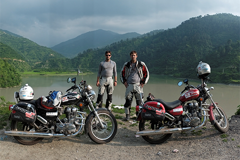 Ryan Pyle and Colin Pyle pose with their motorcycles. Photo by Daniel Milton / G219 Production