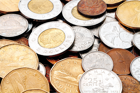 Photo of Canadian coins.