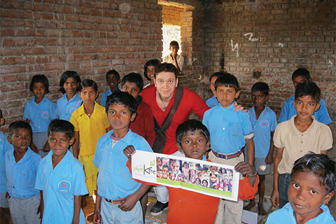 Tarik Khadri with children in Bihar