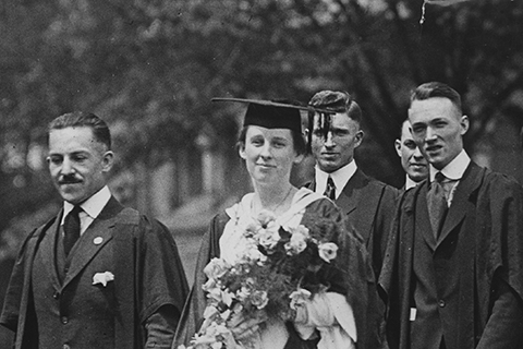 Esther Hill in procession with classmates