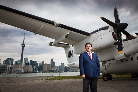 Photo of Antoine Pappalardo in front of a UN plane.