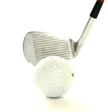 Photo of a golf ball and club.