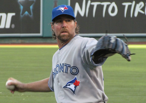 Toronto Blue Jays pitcher R.A. Dickey is one of few major league baseball players to throw the knuckleball. Photo by Dinur on Flickr.