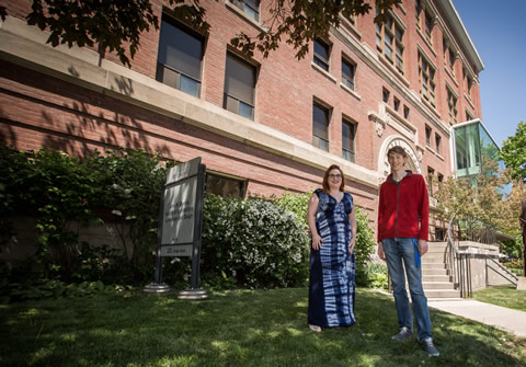 Ben Coleman (right), president of the U of T Students’ Union, stands with Vita Carlino, UTSU clubs and service groups co-ordinator at 230 College, the site of the future Student Commons.