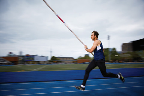 Pole vaulter Jason Wurster. Photo by Sandy Nicholson.