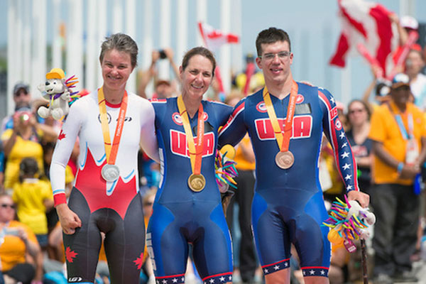 Shelley Gautier (left) with her silver medal. Photo: Courtesy Canadian Paralympic Association