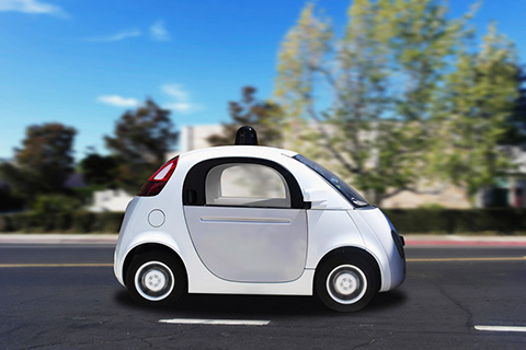 Photo of a self-driving smart car.