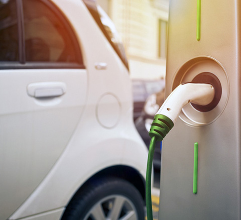 Photo of a electric car charging station.