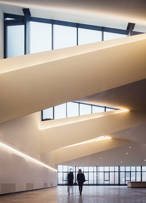 Interior shot of empty space with a high ceiling in One Spadina.