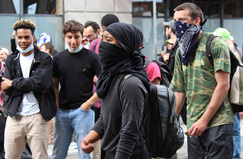 Protesters at an alt-right rally in Berkeley, California