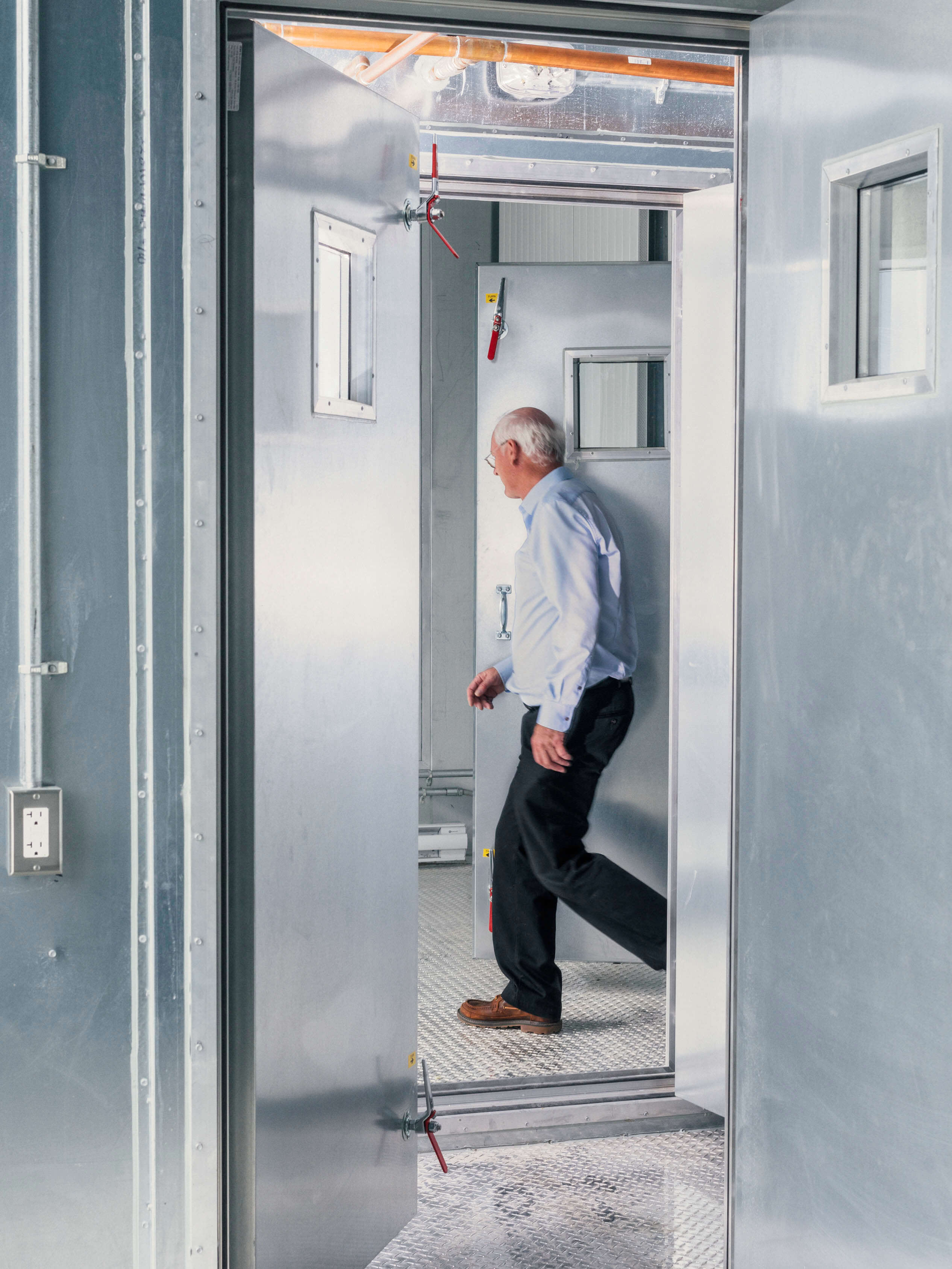 Prof. Kim Pressnail inside the Twin Suites Lab atop the Sandford Fleming Builiding at U of T