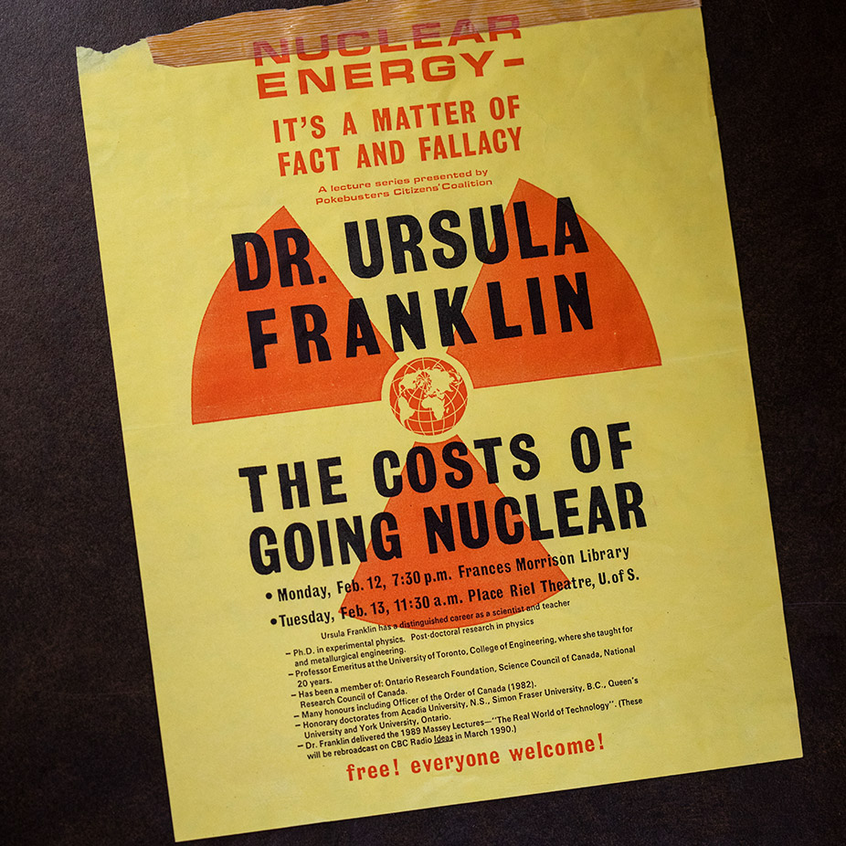 Poster of Ursula Franklin's talk, 