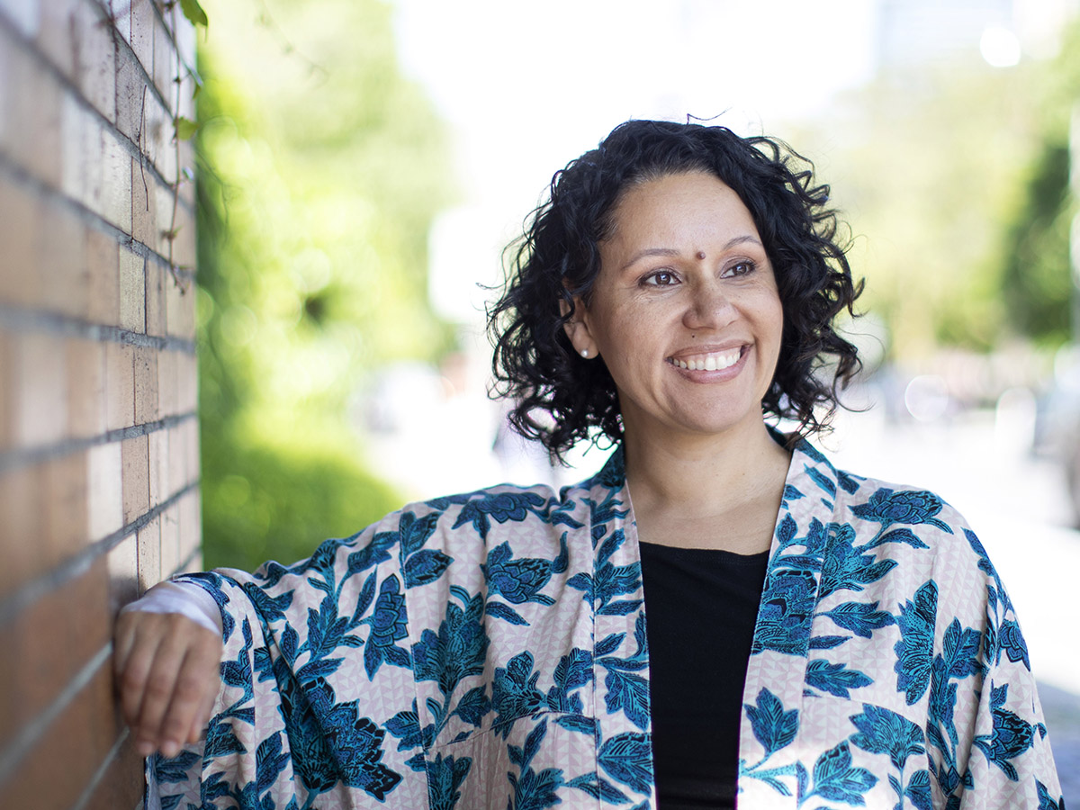 U of T Scarborough English professor Karina Vernon outside on a sunny day