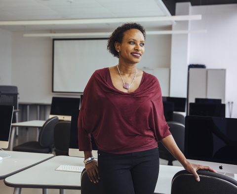 U of T Mississauga professor Rhonda McEwen in a classroom