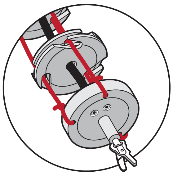 Close up of threaded discs inside a robot with one end attached to a scissor-like tool